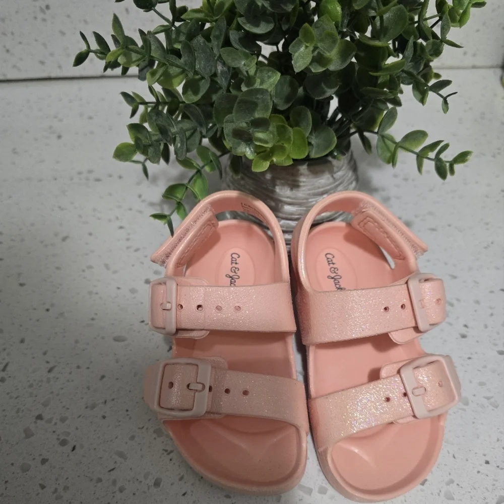 Cat & Jack Peach Glitter Kids Sandals